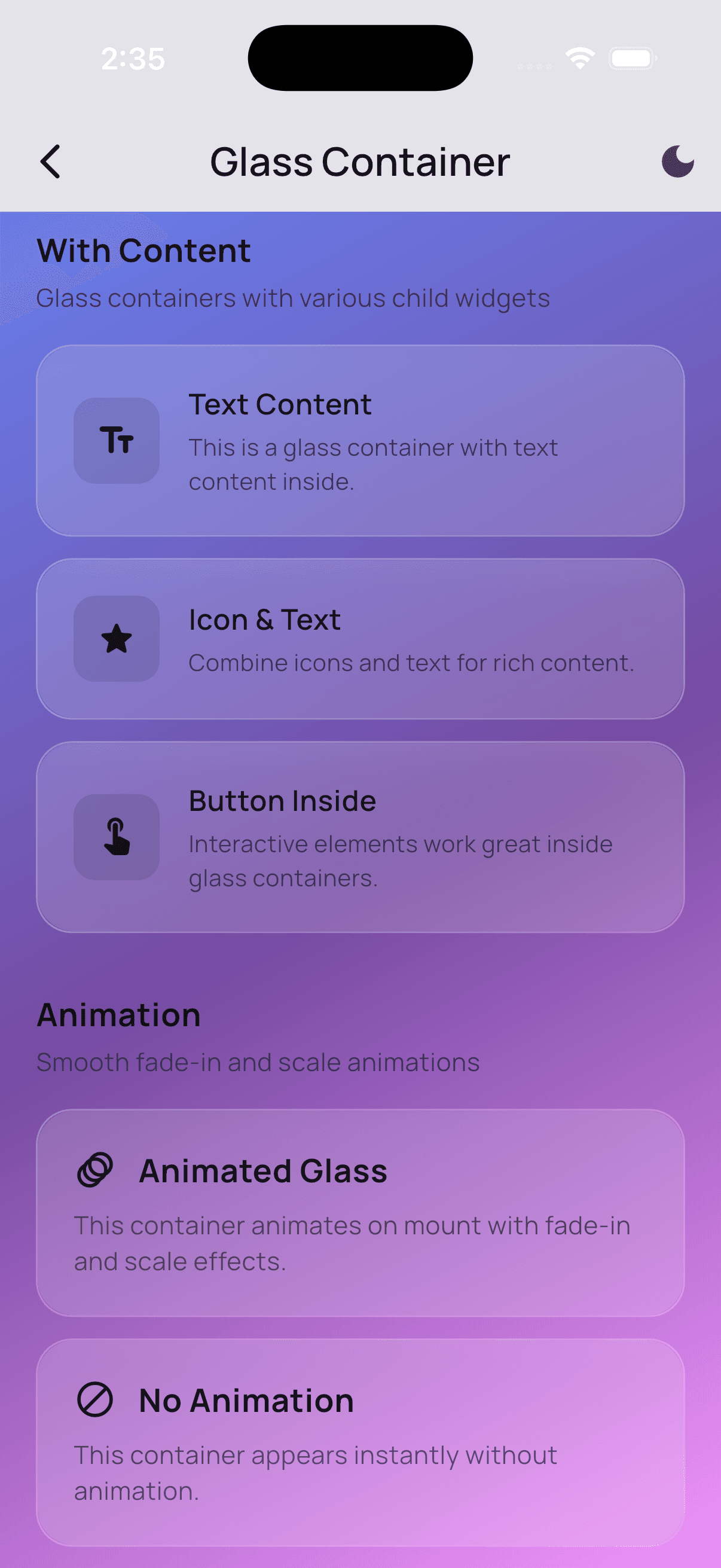 Glass Container - Premium Glassmorphism Widget